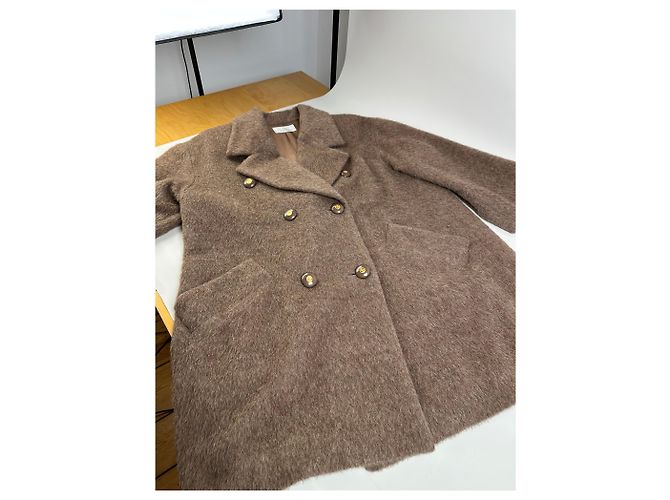 Vintage Givenchy Wool Blend Coat Brown Gold M - view 4