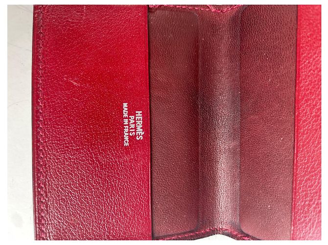 Hermès Vintage Hermes Leder Kartenetui Rot - Ansicht 4
