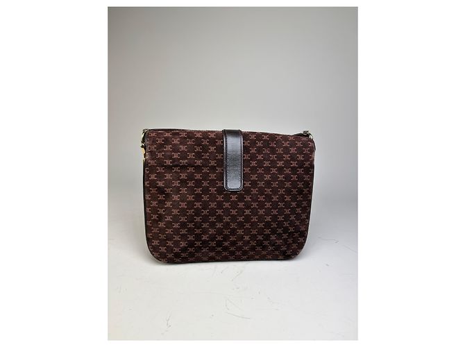 Céline Vintage Celine Monogram Canvas Schultertasche Braun Gold - Ansicht 2