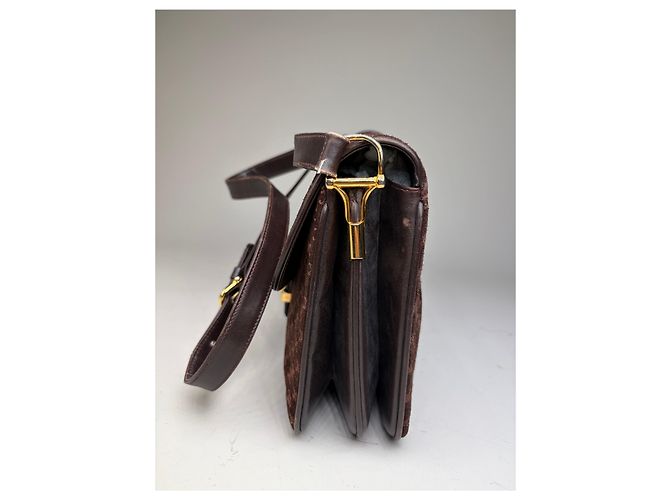 Céline Vintage Celine Monogram Canvas Schultertasche Braun Gold - Ansicht 6