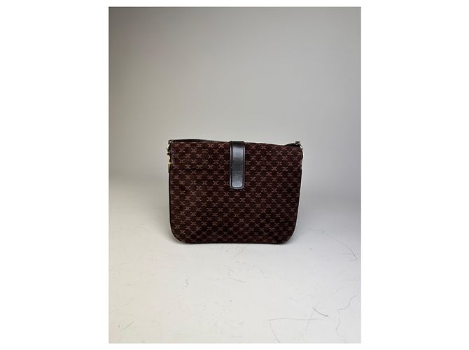 Céline Vintage Celine Monogram Canvas Schultertasche Braun Gold - Ansicht 7