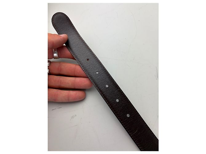 Vintage Burberry Leather Logo Belt Black Brown Gold - view 4