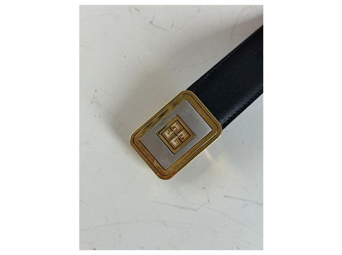 Vintage Givenchy Leather Belt Black Gold-Tone Buckle - view 11