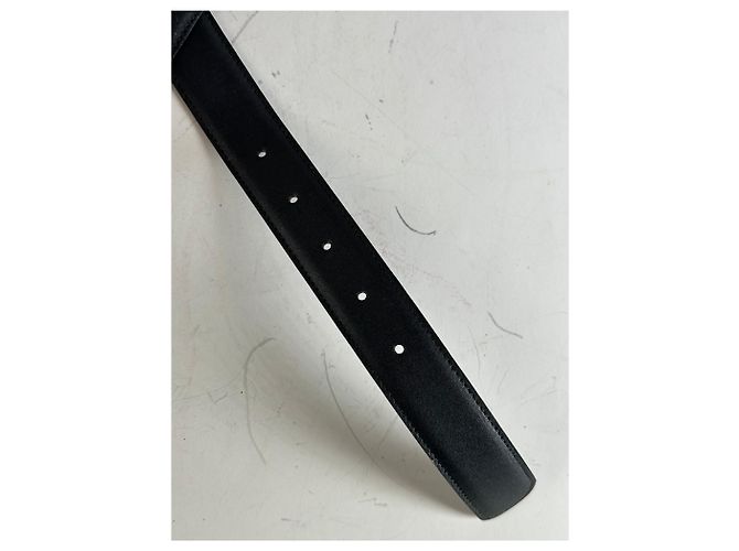 Vintage Givenchy Leather Belt Black Gold-Tone Buckle - view 12