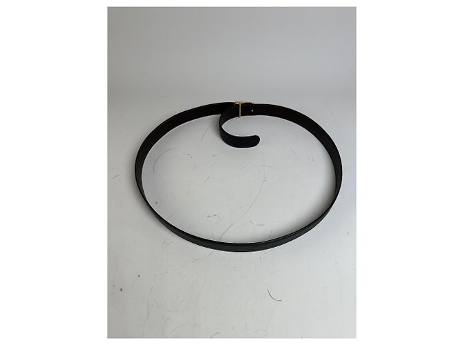 Vintage Givenchy Leather Belt Black Gold-Tone Buckle - view 3