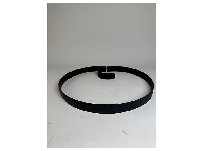 Vintage Givenchy Leather Belt Black Gold-Tone Buckle - view 5