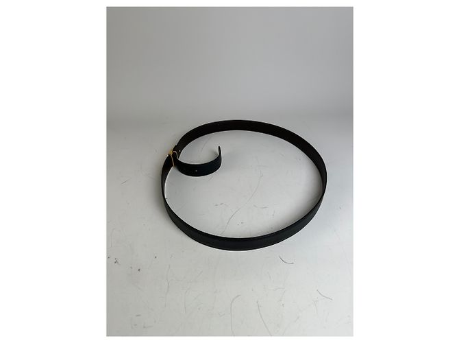 Vintage Givenchy Leather Belt Black Gold-Tone Buckle - view 6