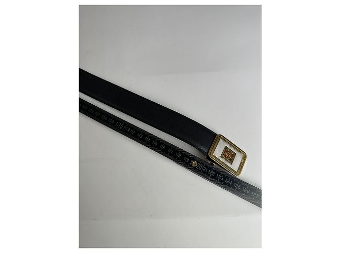 Vintage Givenchy Leather Belt Black Gold-Tone Buckle - view 8