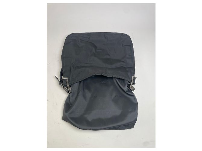 Vintage Gucci Nylon Schultertasche Schwarz Silber - Ansicht 3