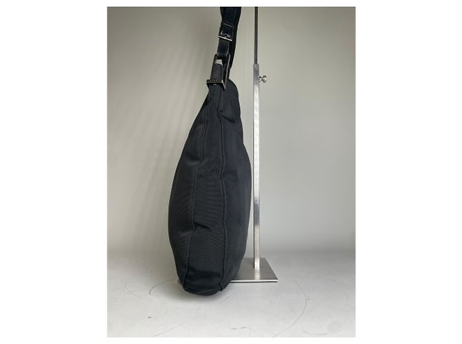 Vintage Gucci Nylon Schultertasche Schwarz Silber - Ansicht 4
