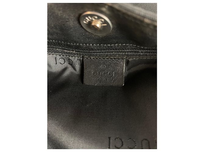 Vintage Gucci Nylon Schultertasche Schwarz Silber - Ansicht 5