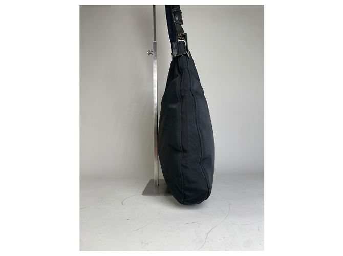 Vintage Gucci Nylon Schultertasche Schwarz Silber - Ansicht 6