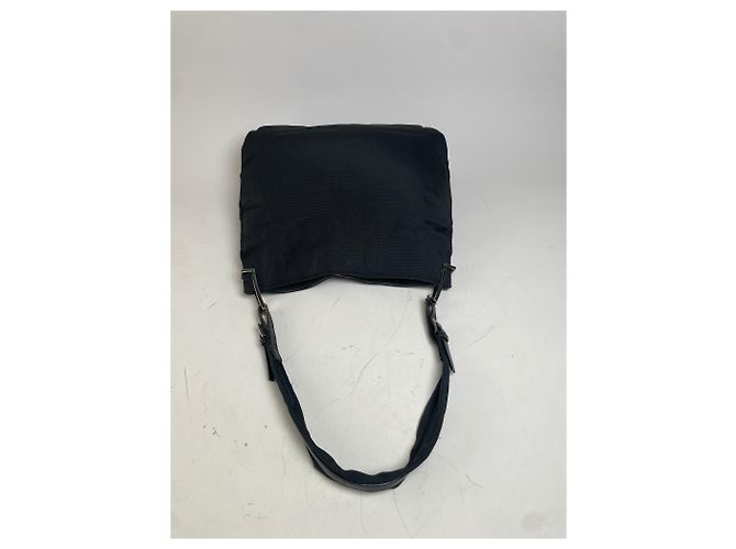 Vintage Gucci Nylon Schultertasche Schwarz Silber - Ansicht 8
