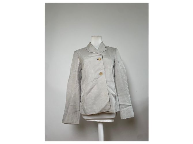 Céline Vintage Celine Seidenblazer Creme Goldene Knöpfe M Beige - Ansicht 12