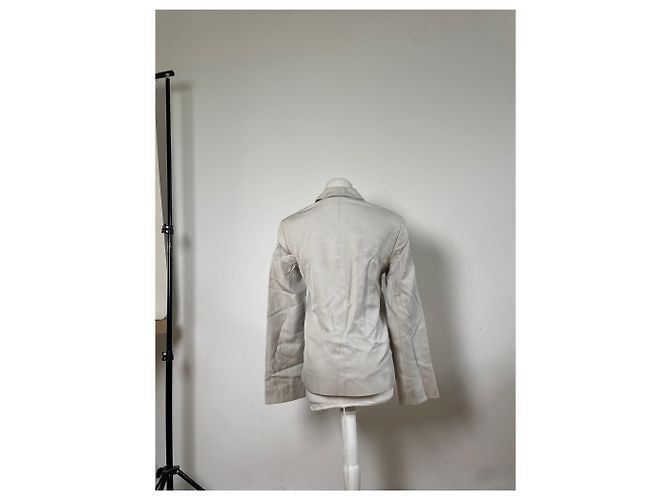 Céline Vintage Celine Seidenblazer Creme Goldene Knöpfe M Beige - Ansicht 3