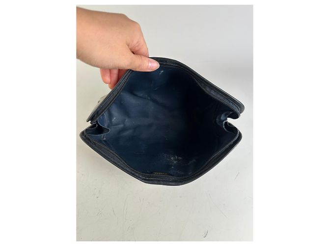 Beauty case Vintage Gucci GG Supreme Grigio Navy - vista 3