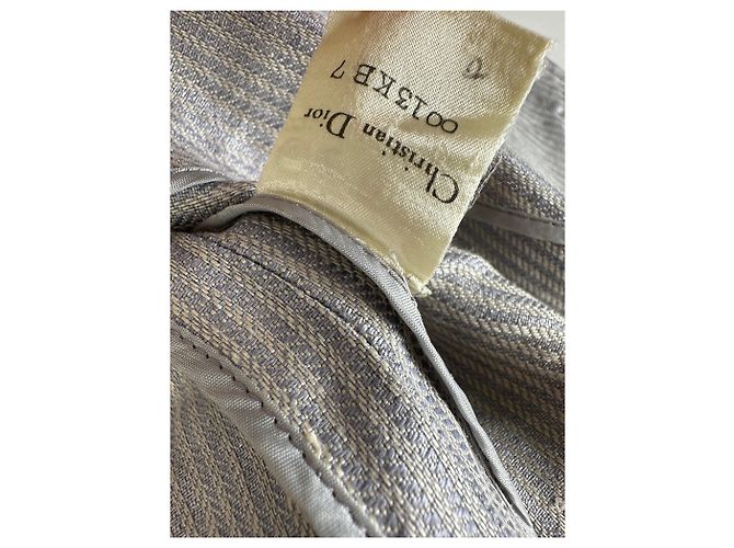 Vintage Dior Linen Blazer Light Grey Stripe S - view 10
