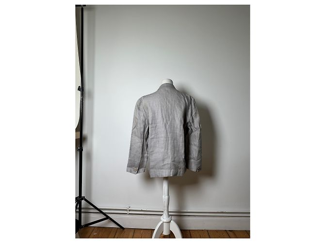 Vintage Dior Linen Blazer Light Grey Stripe S - view 3
