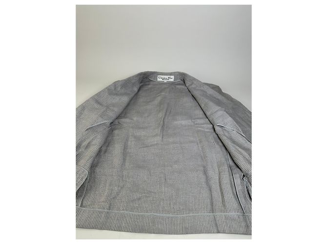Vintage Dior Linen Blazer Light Grey Stripe S - view 4