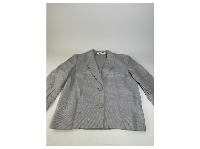 Vintage Dior Linen Blazer Light Grey Stripe S - view 5