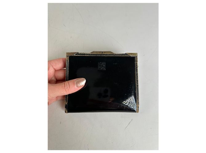 Vintage Givenchy Patent Leather Wallet Black Gold - view 3