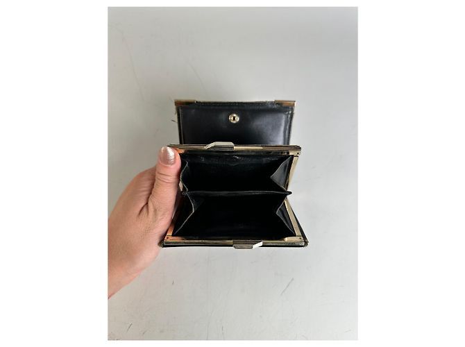 Vintage Givenchy Patent Leather Wallet Black Gold - view 7
