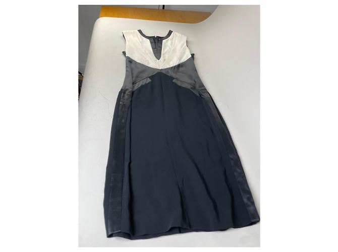 Vintage Givenchy Seidenkleid Schwarz Creme M - Ansicht 4