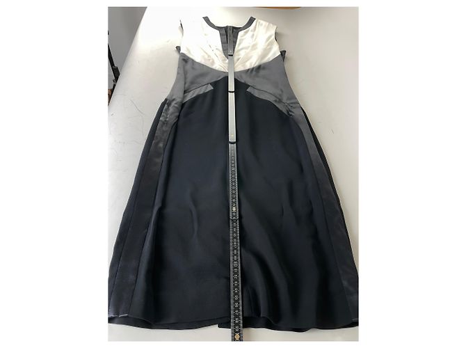Vintage Givenchy Seidenkleid Schwarz Creme M - Ansicht 5
