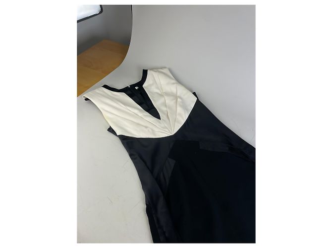 Vintage Givenchy Seidenkleid Schwarz Creme M - Ansicht 6
