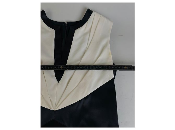 Vintage Givenchy Seidenkleid Schwarz Creme M - Ansicht 7