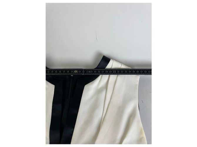 Vintage Givenchy Seidenkleid Schwarz Creme M - Ansicht 8
