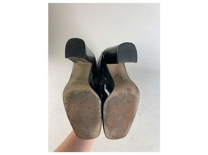 Stivali alti vintage Gucci in vernice nero e argento EU5 - vista 11