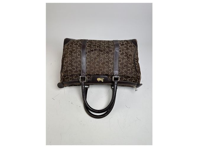 Céline Vintage Celine C Monogram Canvas Tote Braun Beige Gold - Ansicht 7