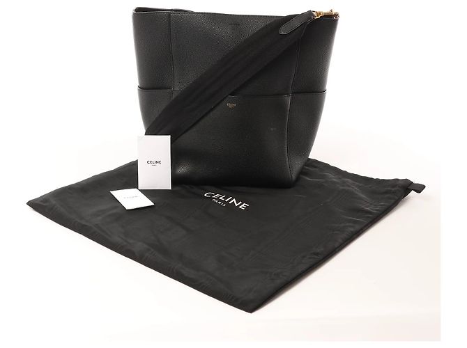 Céline CELINE Seau Sangle Bucket Leather Shoulder Bag en noir - vue 13
