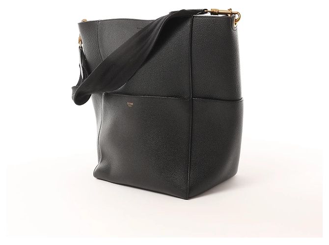 Céline CELINE Seau Sangle Bucket Leather Shoulder Bag en noir - vue 2