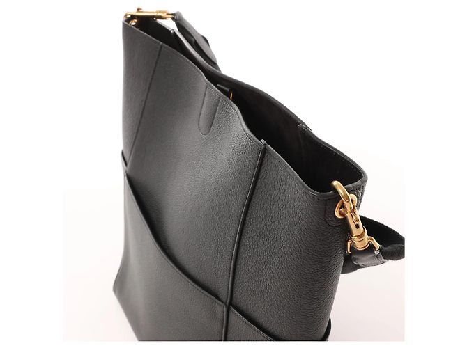 Céline CELINE Seau Sangle Bucket Leather Shoulder Bag en noir - vue 5