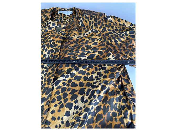 Cappotto vintage Givenchy in misto seta con stampa leopardata giallo e marrone L - vista 10