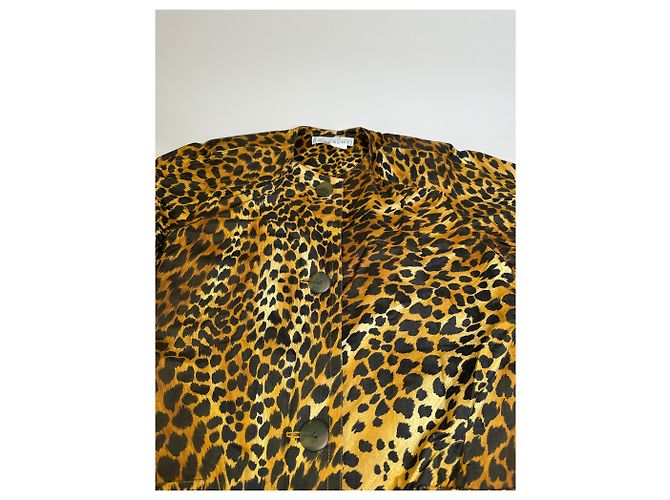 Cappotto vintage Givenchy in misto seta con stampa leopardata giallo e marrone L - vista 13