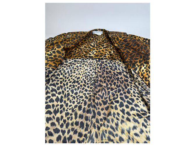 Cappotto vintage Givenchy in misto seta con stampa leopardata giallo e marrone L - vista 5
