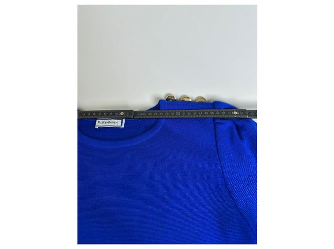 Vintage Yves Saint Laurent Wollmischgewebe Kleid Hellblau M - Ansicht 11