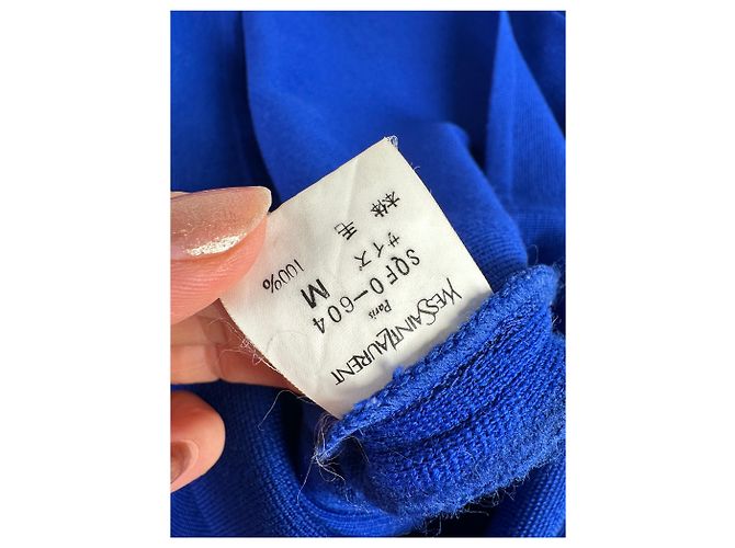 Vintage Yves Saint Laurent Wollmischgewebe Kleid Hellblau M - Ansicht 13