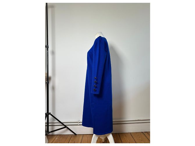 Vintage Yves Saint Laurent Wollmischgewebe Kleid Hellblau M - Ansicht 2
