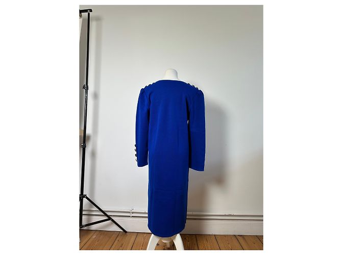 Vintage Yves Saint Laurent Wollmischgewebe Kleid Hellblau M - Ansicht 3