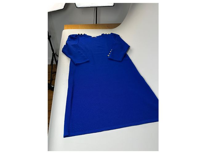 Vintage Yves Saint Laurent Wollmischgewebe Kleid Hellblau M - Ansicht 4
