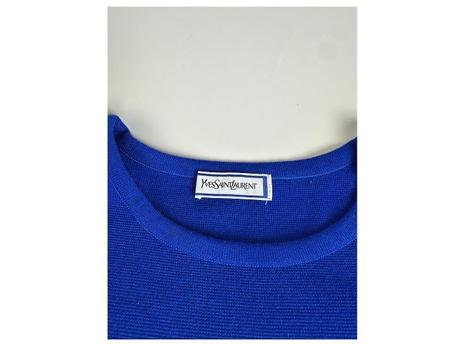 Vintage Yves Saint Laurent Wollmischgewebe Kleid Hellblau M - Ansicht 5