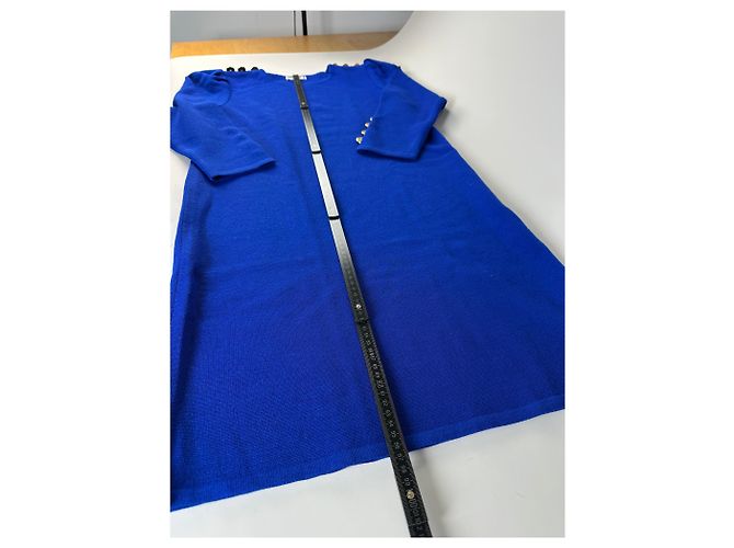 Vintage Yves Saint Laurent Wollmischgewebe Kleid Hellblau M - Ansicht 6