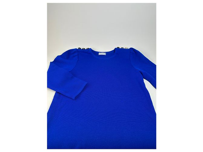 Vintage Yves Saint Laurent Wollmischgewebe Kleid Hellblau M - Ansicht 8