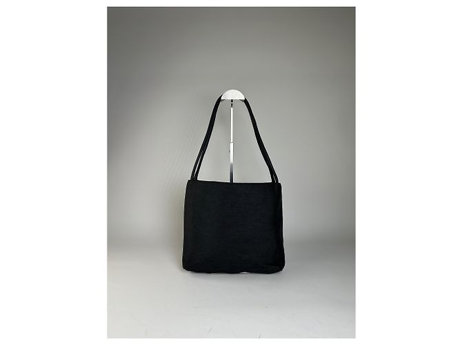 Vintage Gianni Versace Stoffschultertasche Schwarz Silber - Ansicht 2