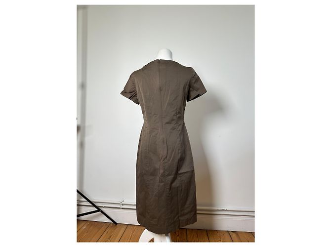Salvatore Ferragamo Abito vintage Ferragamo in cotone stretch marrone M - vista 15