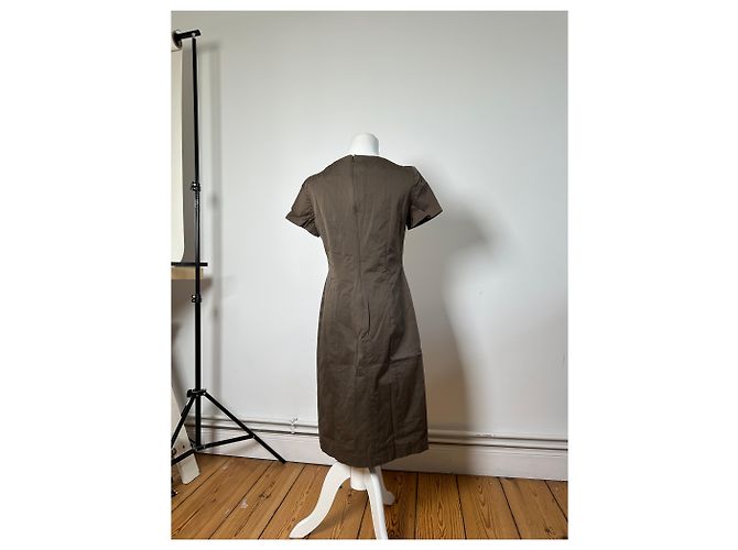 Salvatore Ferragamo Abito vintage Ferragamo in cotone stretch marrone M - vista 3